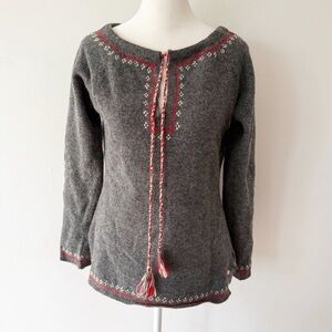 Vintage BDG Women Wool Nordic Tassel Sweater Medium Woodland Granola Indie Cozy